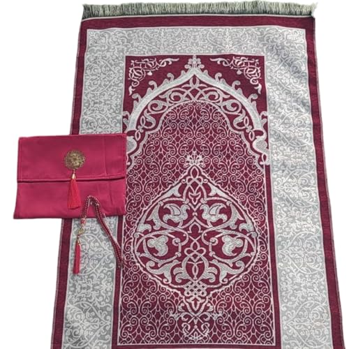 HIOPOIUYT Gebetsteppich Mit Perlen Und Ladenbeutel Die Perfekt Für Die Heimmoschee Oder Rosen Und Haltbarkeit Gebetsmatte Ausgestattet Sind von HIOPOIUYT