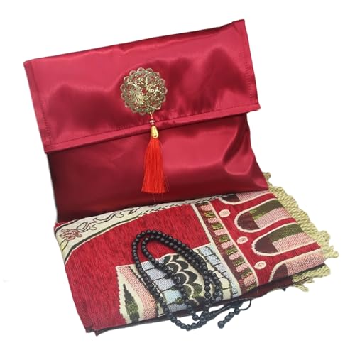 HIOPOIUYT Gebetsteppich Mit Perlen Und Ladenbeutel Die Perfekt Für Die Heimmoschee Oder Rosen Und Haltbarkeit Gebetsmatte Ausgestattet Sind von HIOPOIUYT