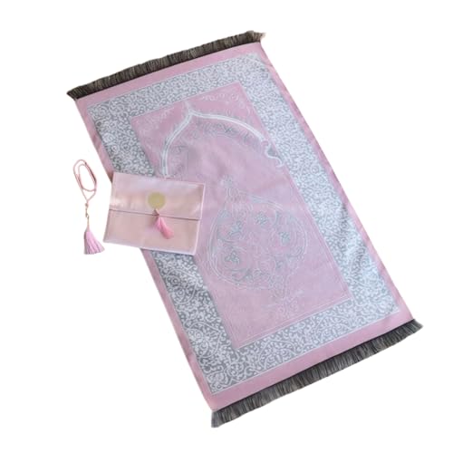 HIOPOIUYT Gebetsteppich Mit Perlen Und Ladenbeutel Die Perfekt Für Die Heimmoschee Oder Rosen Und Haltbarkeit Gebetsmatte Ausgestattet Sind von HIOPOIUYT
