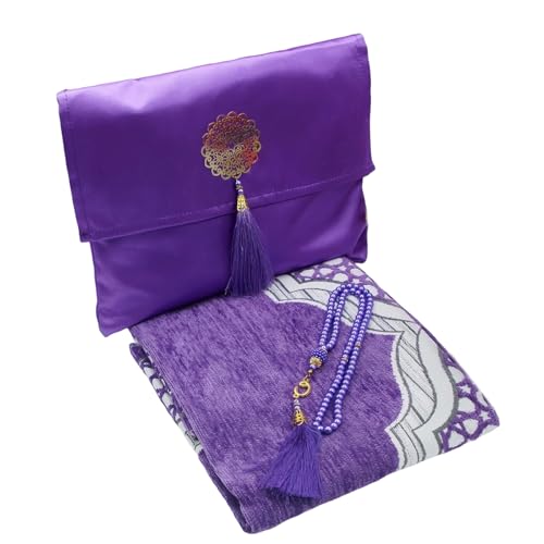 HIOPOIUYT Gebetsteppich Mit Perlen Und Ladenbeutel Die Perfekt Für Die Heimmoschee Oder Rosen Und Haltbarkeit Gebetsmatte Ausgestattet Sind von HIOPOIUYT