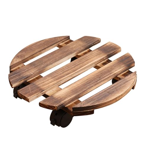 HIOPOIUYT Massivholz Verdickte Bewegliche Blumenständer Blumenhalter Töpfe Tablett Roller Basisständer Mit Rädern Freien Home Gartenzubehör von HIOPOIUYT