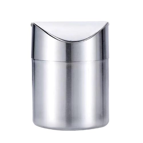 HIOPOIUYT Space Effiziente Swing Top Desk Bin Edelstahl Stähle Sillver Müll Kann Container Für Die Home Office Organisation Geruchssicherheit Schreibtisch Müll Können von HIOPOIUYT