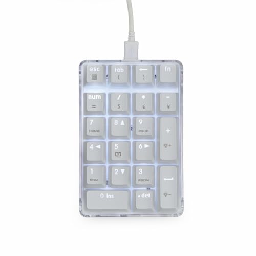 HIOPOIUYT Tragbarer mechanischer Numpad mit 21 Tasten und ergonomischem Layout und einstellbarer weißer LED-Hintergrundbeleuchtung, Ziffernblöcke HIOPOIUYT Tragbarer mechanischer Numpad mit 21 Tasten und ergonomischem Layout und einstellbarer weißer LED-Hintergrundbeleuchtung, Ziffernblöcke von HIOPOIUYT