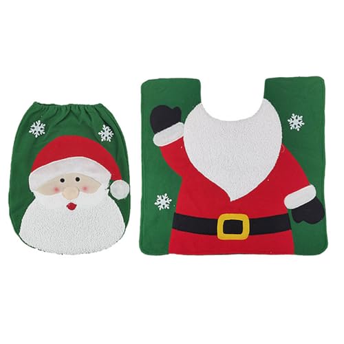 HIOPOIUYT Weihnachten Schneemann Toilettensitzbezug Badematte Deckelbezug Badezimmerteppich Deckel Toilettenset Neujahr Weihnachtsdekorationen Sitz von HIOPOIUYT