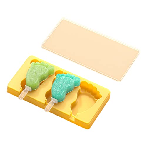 Silikon Stiel Formen 4 Hohlräume Fuß Form ICES CREME MOFFORSE FREEN ICES SOPPE Kuchen Süßigkeitenform Mit Deckel & Stab von HIOPOIUYT