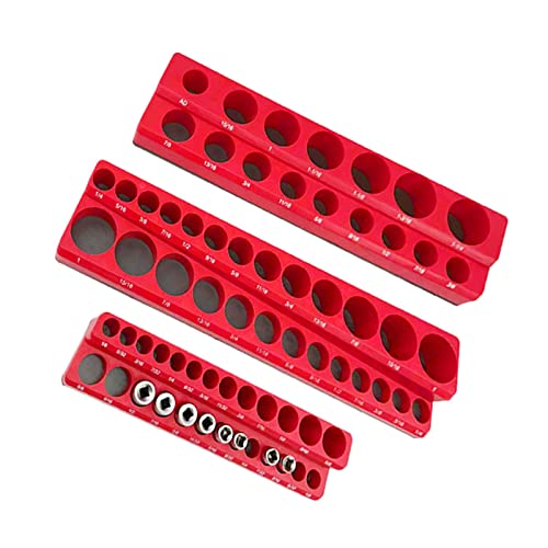 Steckschlüssel-Organizer, 3 Steckschlüsselhalter-Set für 1/2 Zoll, 3/8 Zoll, 1/4 Zoll Antrieb, hält 75 Stecknüsse, 3/8 Zoll von HIOPOIUYT