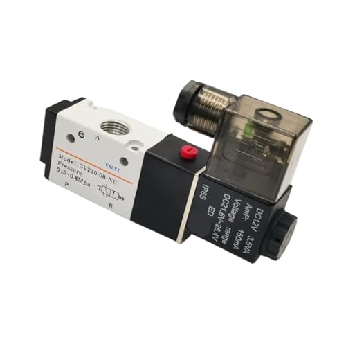 3 Way 2 Position 1/4" BSPP Air Directional Control Solenoid Valve 3V210-08 DC12V DC24V AC110V AC220V With Connectors Muffler(No Fittings,DC12V) von HIOUNVIHC
