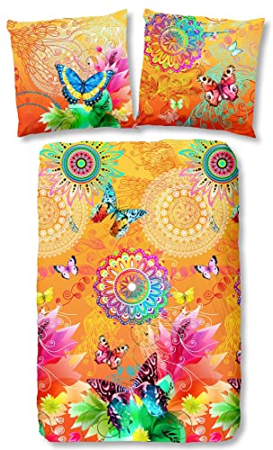 HIP Bettwäsche-Set Mystic Tropical Reine Baumwolle Mandala Ornamente Schmetterlinge orange von HIP