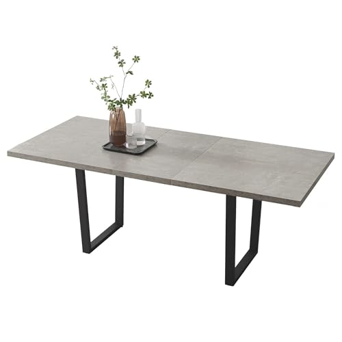 Esstisch Mit 4-8 Stühlen Set, Esszimmertisch Ausziehbar, Tisch Esszimmer, Essgruppe Mit 4-8 Stühle, MDF-Platten Holztisch Geeignet Für Wohnzimmer, Küche (1 Tisch 130-170cm) von HIPIHOM