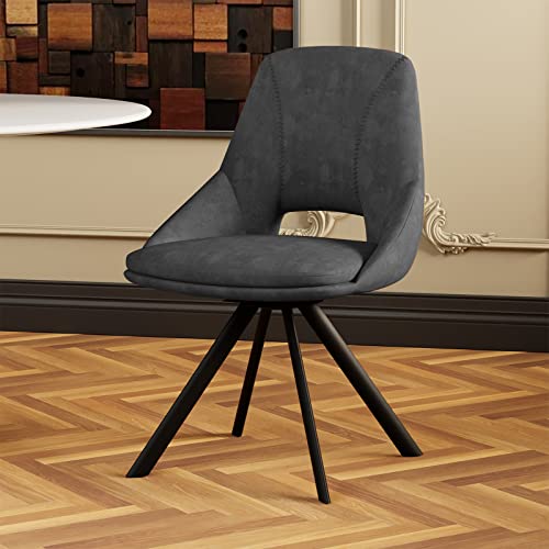 HIPIHOM Esszimmer Stühle Set von 2,Moderne Küche und Esszimmer Stühle, gepolsterte Esszimmer Akzent Stühle in Flanellette Kissen Sitz und stabile Metallbeine (2 Grau) von HIPIHOM