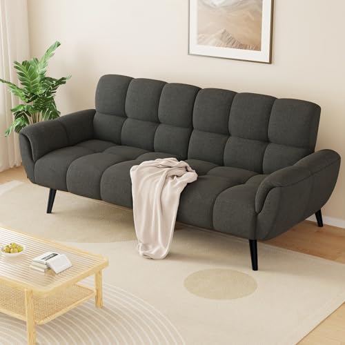HIPIHOM Sofa Mit Schlaffunktion, Klappsofa Sofa 3 Sitzer, Schlafsofa 195x85cm, Bequemes Geeignet Für Wohnzimmer, Büro, Lounge, Zimmer, Schlafzimmer (Dunkelgrau) von HIPIHOM