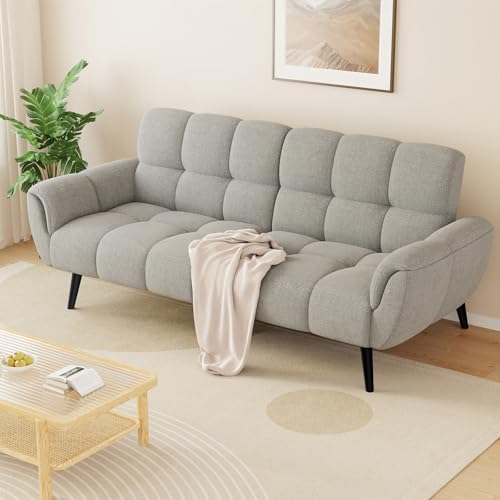 HIPIHOM Sofa Mit Schlaffunktion, Klappsofa Sofa 3 Sitzer, Schlafsofa 195x85cm, Bequemes Geeignet Für Wohnzimmer, Büro, Lounge, Zimmer, Schlafzimmer (Hellgrau) von HIPIHOM