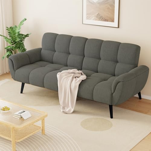 HIPIHOM Sofa Mit Schlaffunktion, Klappsofa Sofa 3 Sitzer, Schlafsofa 195x85cm, Bequemes Geeignet Für Wohnzimmer, Büro, Lounge, Zimmer, Schlafzimmer (Zweites Grau) von HIPIHOM