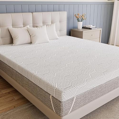Matratzen Topper 180x200cm, 10cm Höhe H2&H3 Matratzentopper, Memory Foam Matratzenauflage für Bett Boxspringbett Wohnwagen, mit Abnehmbaren und Waschbaren Bezug (Feste Matratze) von HIPIHOM