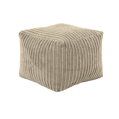 Hippo Charcoal Square Sitzsack Schemel Puff Sitz aus weichem Jumbo-Cord-Gewebe | Innen-Wohnzimmer | Hergestellt in Großbritannien | Praktisch | Ergonomische Gestaltung (Steel) von HIPPO