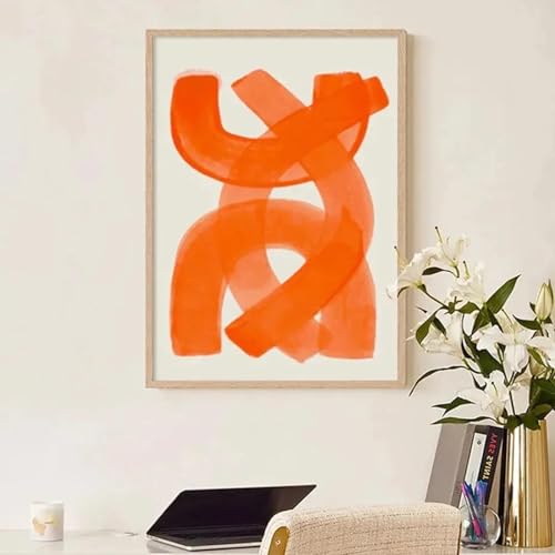 HIPWST Modern Abstract Mid Century Nordic Print Poster Orange Leinwandbild Malerei Wandkunst Bild Wohnzimmer Home Decor von HIPWST
