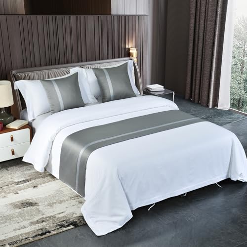 HIQACTLIF Bettläufer for Doppelbett Und Kingsize, Moderne Bettläufer Und Schals Aus Polyester Mit Glatter Spleißung, Bettschal-Schutz for Das Schlafzimmer Im Hotel Zuhause Hochzeitszimmer von HIQACTLIF