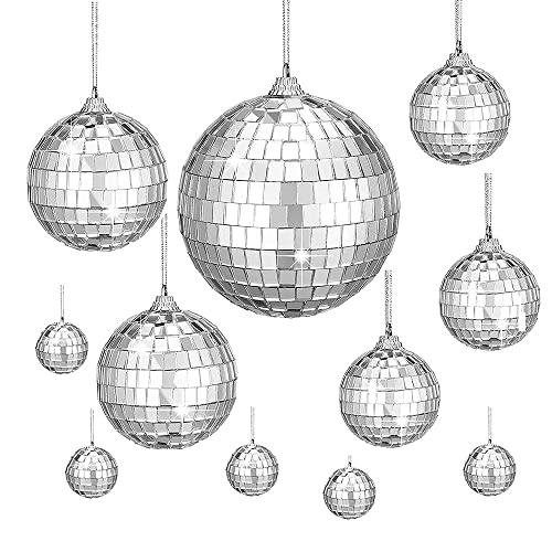 11 Stück Disco Spiegel Ball,Discokugel Silber,Discokugel zum Aufhängen,Discokugel Spiegel,Spiegelkugel Silber,Disco Ball Party von HIQE-FL