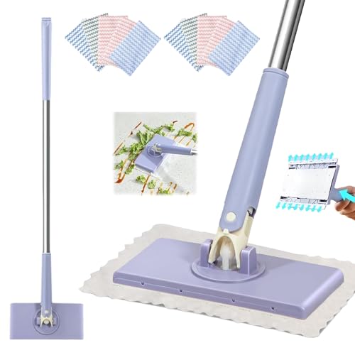 Automatischer Tuchwechsel Mini Mop,360° Minis Multifunktions Flachmopp,Tragbarer Flachmopp mit Push Pull Griff,Handfreier Flachmopp um 360° Drehbar,Freihändiger Mini-Mopp,für Die Bodenreinigung von HIQE-FL