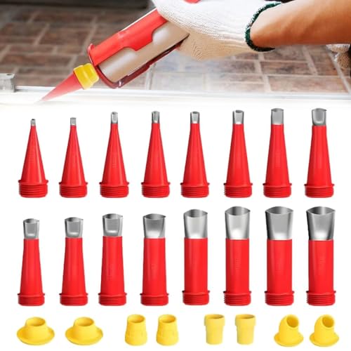 Universal Integrierte Gummidüse Werkzeug Kit,24 Stück Verschiedene Größen Kartuschenspitzen Transparent Silikontüllen,Edelstahl Dichtungsdüse Edelstahldüsen Satz,für Fenster Badezimmer Universal Integrierte Gummidüse Werkzeug Kit,24 Stück Verschiedene Größen Kartuschenspitzen Transparent Silikontüllen,Edelstahl Dichtungsdüse Edelstahldüsen Satz,für Fenster Badezimmer von HIQE-FL