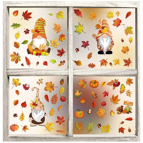 Erntedankfest Fensteraufkleber,Fensterbilder Herbst Selbstklebend,Herbst Blätter Fensteraufkleber,Herbst Fenster Aufkleber,Thanksgiving Dekor von HIQE-FL
