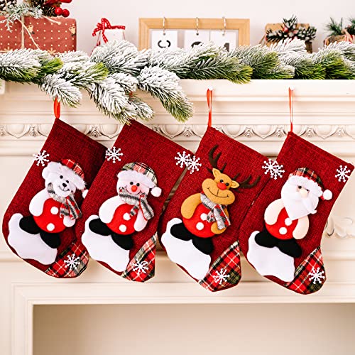 HIQE-FL 4 Stück Weihnachsstrumpf,Groß Nikolausstiefel,Nikolausstrumpf zum Befüllen,Nikolausstiefel,Nikolausstrumpf,Weihnachten Christmas Stocking,Weihnachtsbaum Kamin Deko von HIQE-FL