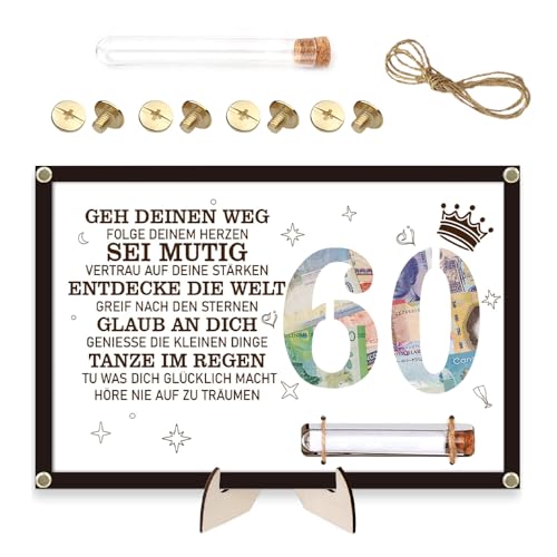 HIQE-FL Geschenke zum 60 Geburtstag Mädchen Junge,Coole Geschenkideen zum Geburtstag Tischdeko,Geldgeschenke 60 Geburtstag,Geburtstag Deko für Familie Freunde von HIQE-FL