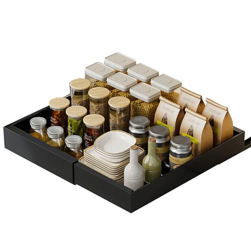HIQE-FL Teleskopschublade,Ausziehbare Schublade Küche,Pull Slide Out Drawer mit Griff,Teleskopschublade Nachrüsten,Breite 30cm,Kein Bohren,für Küche Unterschrank Organisation. (32-52cm Schwarz) HIQE-FL Teleskopschublade,Ausziehbare Schublade Küche,Pull Slide Out Drawer mit Griff,Teleskopschublade Nachrüsten,Breite 30cm,Kein Bohren,für Küche Unterschrank Organisation. (32-52cm Schwarz) von HIQE-FL