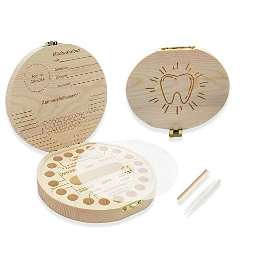 HIQE-FL Zahnbox für Milchzähne,Milchzahnbox,Zahnschachtel,Milchzahnbox Junge,Zahnbox aus Holz,Milchzahndose Personalisiert,Zahndose Milchzähne,Jungen Mädchen Geschenke(G) von HIQE-FL