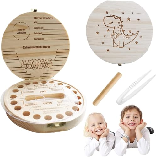 HIQE-FL Zahnbox für Milchzähne,Milchzahnbox,Zahnschachtel,Milchzahnbox Junge,Zahnbox aus Holz,Milchzahndose Personalisiert,Zahndose Milchzähne,Jungen Mädchen Geschenke von HIQE-FL