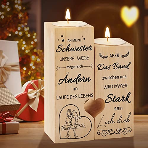 Herzförmiger Kerzenhalter,Schwester Geschenk Kerzenständer,Kerzenständer Mit Spruch,Geschenk für die große Schwester,Schwester Geschenk,Geschenke für Schwester Geburtstag von HIQE-FL