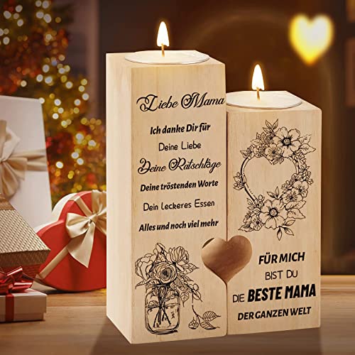 Kerzenständer Mama Geschenk,Wooden Heart Shaped Candle Holde,kerzenständer-Geschenke für Mama,Kerzen Geschenke für Frauen,Geschenke für Mama Geburtstag von HIQE-FL
