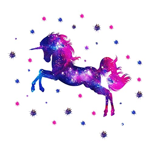 Kinderzimmer Wandtattoo, Einhorn Sternenhimmel Wandsticker Vinyl Tapete Wandaufkleber Dekoration für Mädchen Kinderzimmer Kindergarten (B) von HIQE-FL