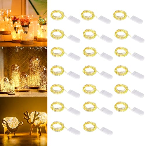 LED Lichterkette Batterie,20Pcs LED Drahtlichterkette Kupfer,2M 20 LED LED Mini Lichterkette mit Batterie,Batterie Kupfer Drahtlichterkette Lichterketten Weihnachten,Mini Lichterketten Set von HIQE-FL