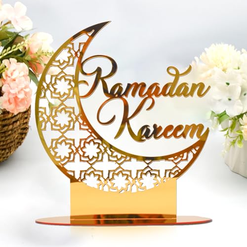 Ramadan Dekoration,Eid Mubarak Dekor,Eid Mubarak Acryl,Gold Acryl Tischdeko Mond Ramadan,Tischdekoration Ramadan,für Home Party Supplies,Ramadan Haus Tisch Handwerk Geschenk. von HIQE-FL