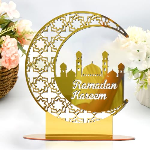 Ramadan Dekoration,Eid Mubarak Dekor,Eid Mubarak Acryl,Gold Acryl Tischdeko Mond Ramadan,Tischdekoration Ramadan,für Home Party Supplies,Ramadan Haus Tisch Handwerk Geschenk. von HIQE-FL