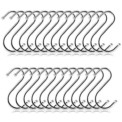 HIQE-FL S Haken, 25 Stück Fleischerhaken Schwarz S-Förmige Haken, Anti-Rost Metall Aufhängen S-Haken Garderobe Haken für Küche, Bad, Schlafzimmer, Büro und Garten (C) von HIQE-FL
