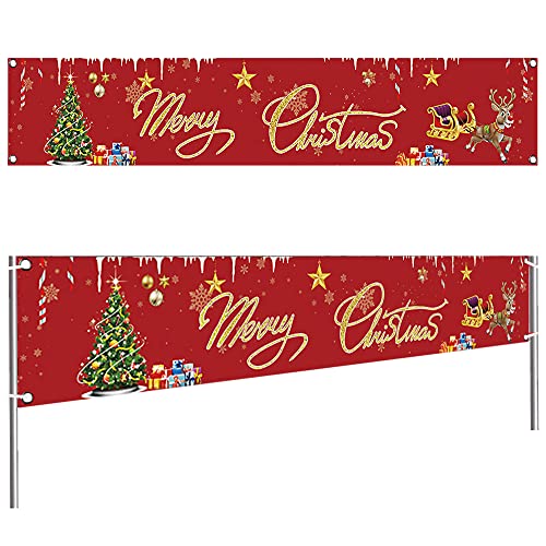 Weihnachts Banner Dekoration,Merry Christmas Banner,Weihnachtsbanner Aussen,Weihnachtsbanner Frohe Weihnachten,Weihnachtsbanner Balkon,Weihnachtsdeko Garten Banner von HIQE-FL