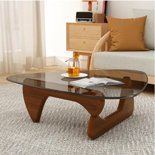 Moderner unregelmäßiger Couchtisch mit Aufbewahrungsglas-Couchtischen, moderner Mitteltisch, einfacher und moderner Mitteltisch, kleiner Beistelltisch für kleine Räume, Schlafzimmer (Kaffee, 114 x 82 von HIQIDI