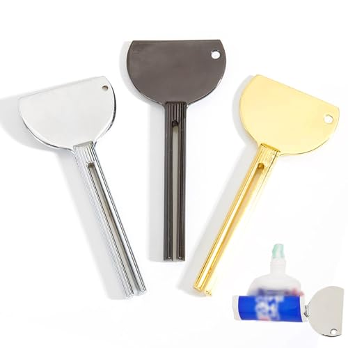 3 Stücke Tubenquetscher Edelstahl,Metall Zahnpasta Squeezer Tubenausdrücker Ausquetscher Quetscher Toothpaste Squeezer Tubenpresse Set für Kosmetik Reinigungsmilch Schuhcreme Creme Pigmente (3 Farben) von HIQU and HIST