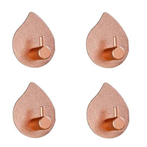HIRAIDAI Selbstklebender Badezimmerhaken 4Er Pack Space Aluminium Badezimmer Punch-Free Tür Schlafzimmer - Wassertropfen Roségold von HIRAIDAI