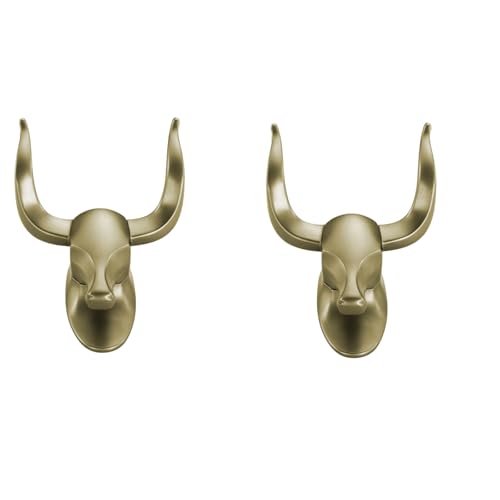 HIRAIDAI Selbstklebender Haken Aus Edelstahl2Er Pack Wohnzimmer Badezimmer Bull Head Punch-Free Tür Wandgarderobe-Qinggu von HIRAIDAI