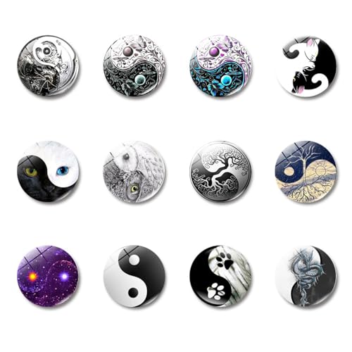 Schöne Dekorative Magnete 12Er Pack Yin Yang Tai Chi Serie Heller Edelstein Magnetische Glas Küchen Kühlschrankmagnet Nachrichtenaufkleber von HIRAIDAI