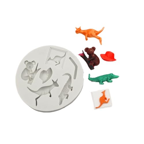 Silikon Fondant Kuchen Formen 2 Stück~ Tierkuchen Schokolade Känguru Krokodil Dekorative Fondant Silikonform von HIRAIDAI