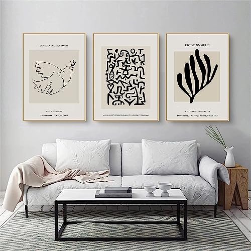 HIRHOEH 3er Premium Poster Set, Poster Abstrakt Bilder Kunstposter, Ohne Rahmen Leinwand Wandbilder, Modern Stilvolle Poster Collagen, Bilder Wohnzimmer (50x70cm) von HIRHOEH