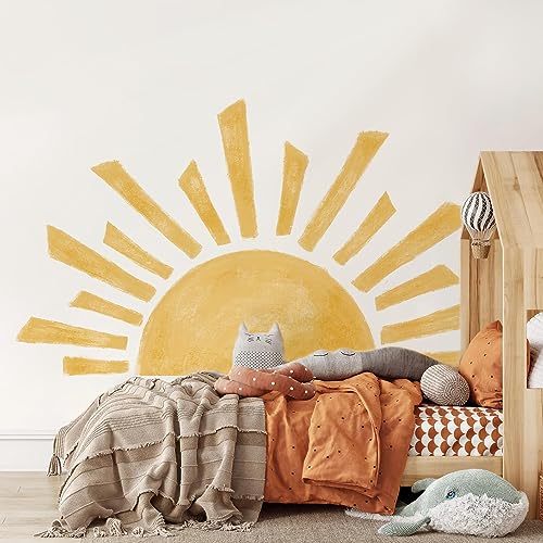 Wandtattoo Sonne Wandaufkleber Kinderzimmer, Boho Dekor Sonnen Wandsticker Selbstklebend für Kinder Mädchen Junge, Kinderzimmer, Babyzimmer (Sonne) von HIRHOEH