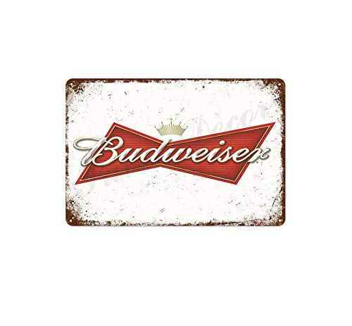 HISIMPLE Budweiser Bier Metallschild Schild Metall Vintage Pub Blechschild Metallplatte Wanddekoration für Bar Pub Club Man Cave Dekorative Platten von HISIMPLE