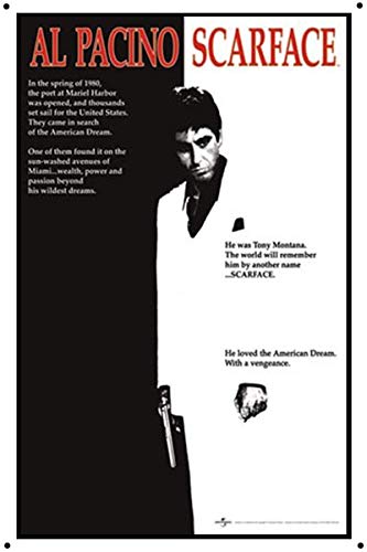 Retro Metall-Blechschild 20,3 x 30,5 cm Scarface Movie Score Al Pacino - Scarface Poster Retro Metallschild Pulp Fiction Filmposter Blechschild von HISIMPLE
