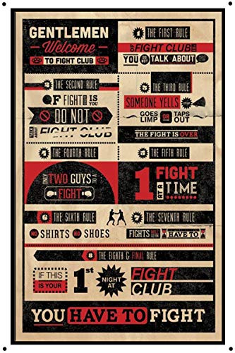 Retro-Metall-Blechschild 20,3 x 30,5 cm The First Rule of Fight Club Retro Metallschild Pulp Fiction Movie Poster Blechschild von HISIMPLE