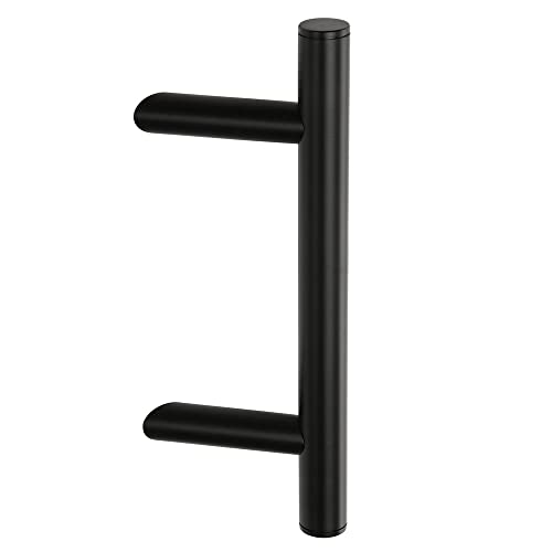 HISKA | Stoßgriff SG-230, 320 mm | Aluminium schwarz eloxiert oder Edelstahl | schräge Stützen 45°, Achsmaß variabel (Aluminium schwarz eloxiert, L320 / A190 mm) von HISKA